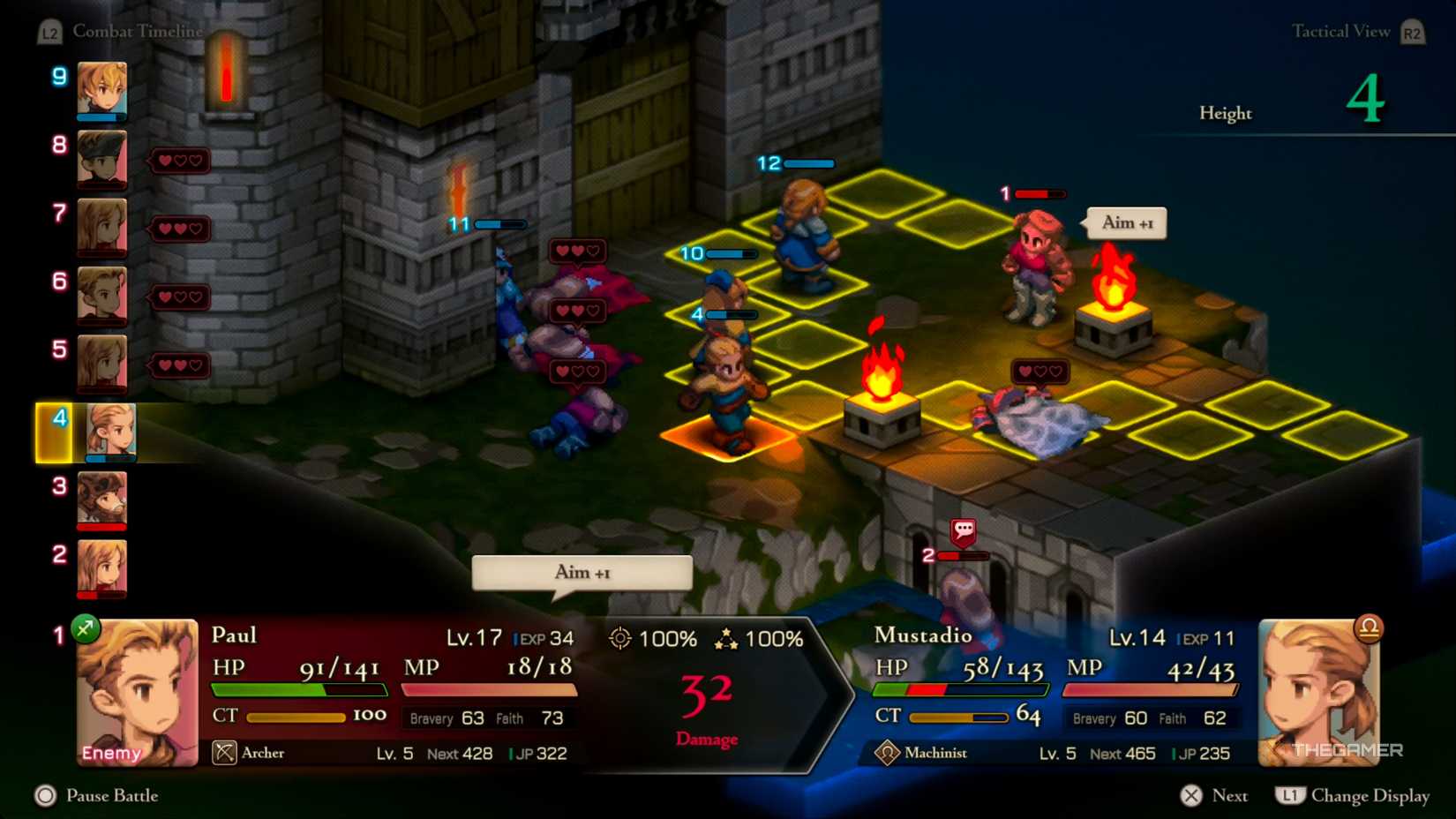 An archer who runs Aim +1 on Mustadio for significant damage in Final Fantasy Tactics: The Ivalice Chronicles.