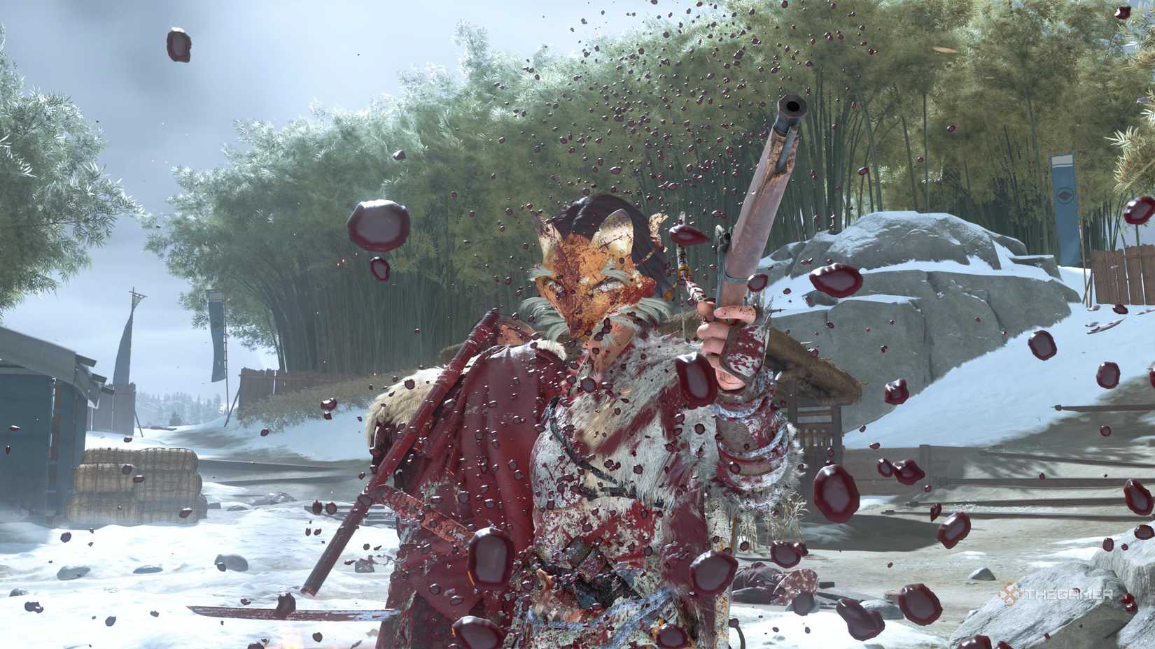 Atsu holding a pistol in Ghost of Yotei