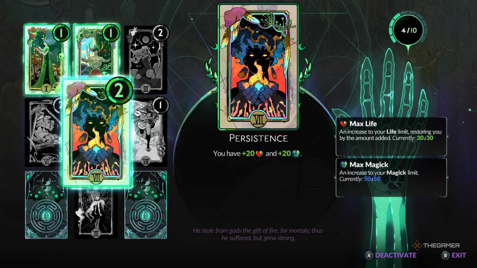 Hades 2 arcana example - persistence.