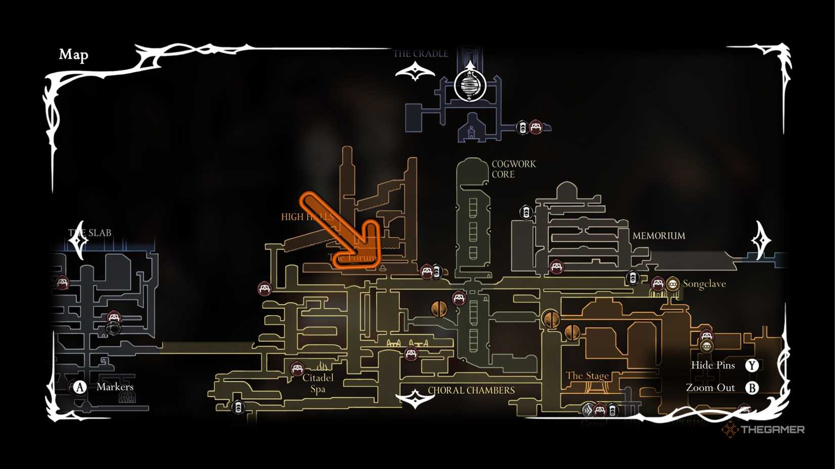 Hollow Knight Silksong high halls simple lock location.