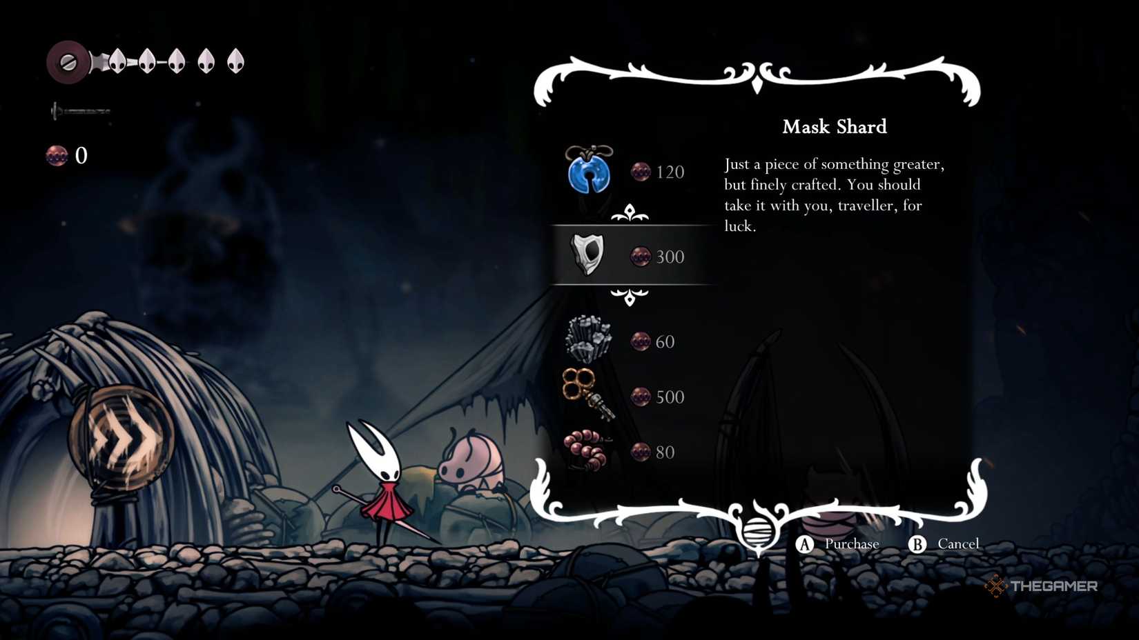 Hollo Knight Rashong Shop Shop Menu.