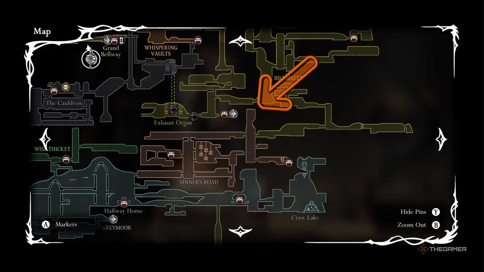 Hollow Knight Silksong simple key location in Sinner's Road.