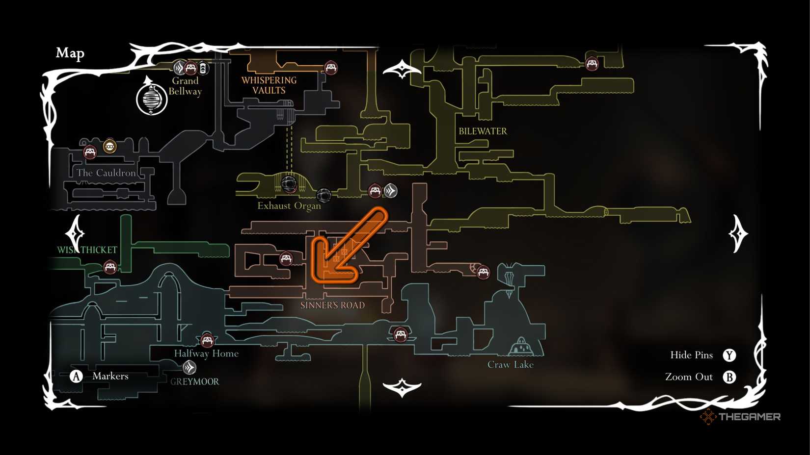 Hollow Knight Silksong simple lock location in Sinner's Road.