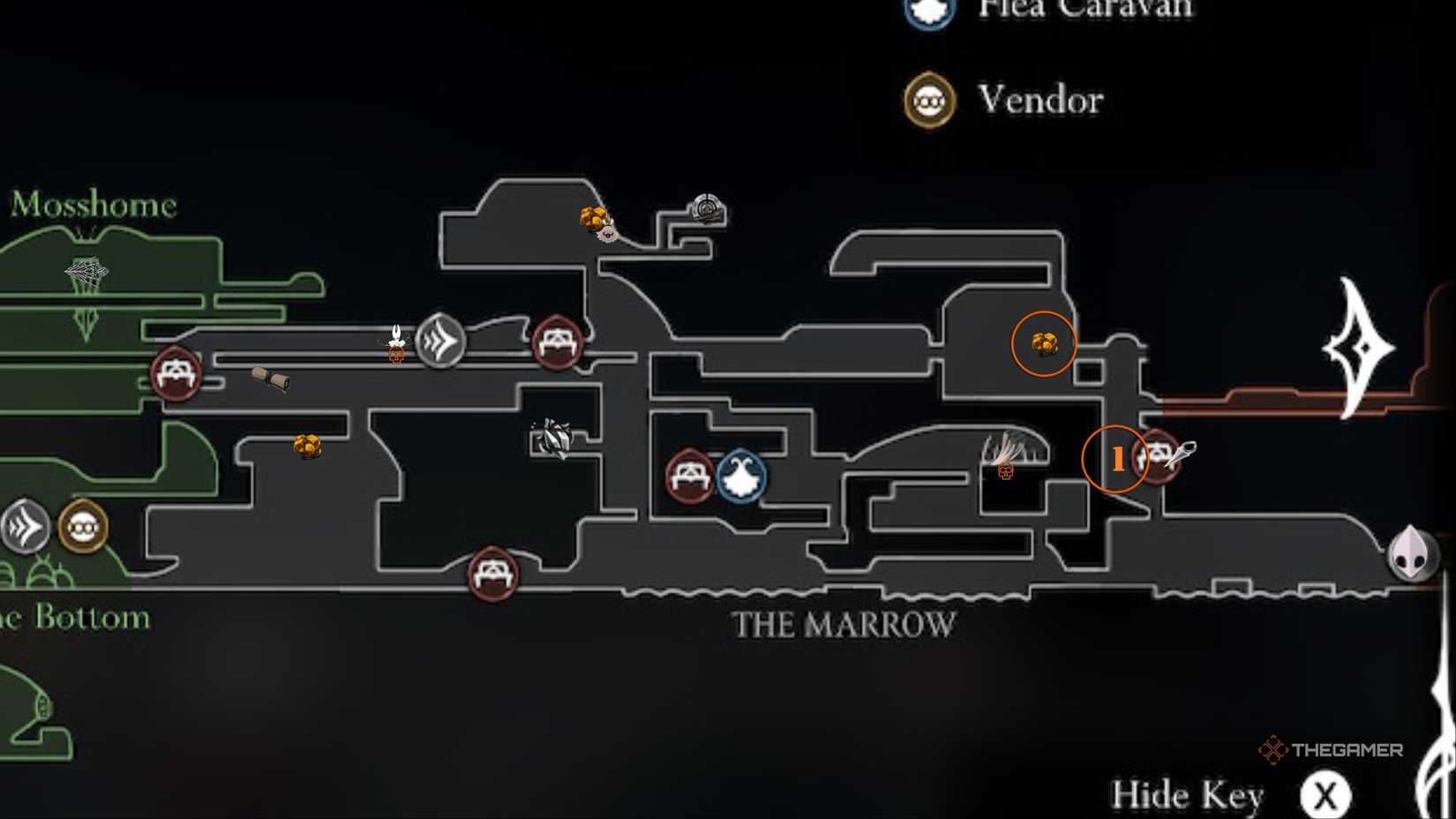 The map shows the place for the residue and stone for the second flinbate in Olbate Knight: Parakong.
