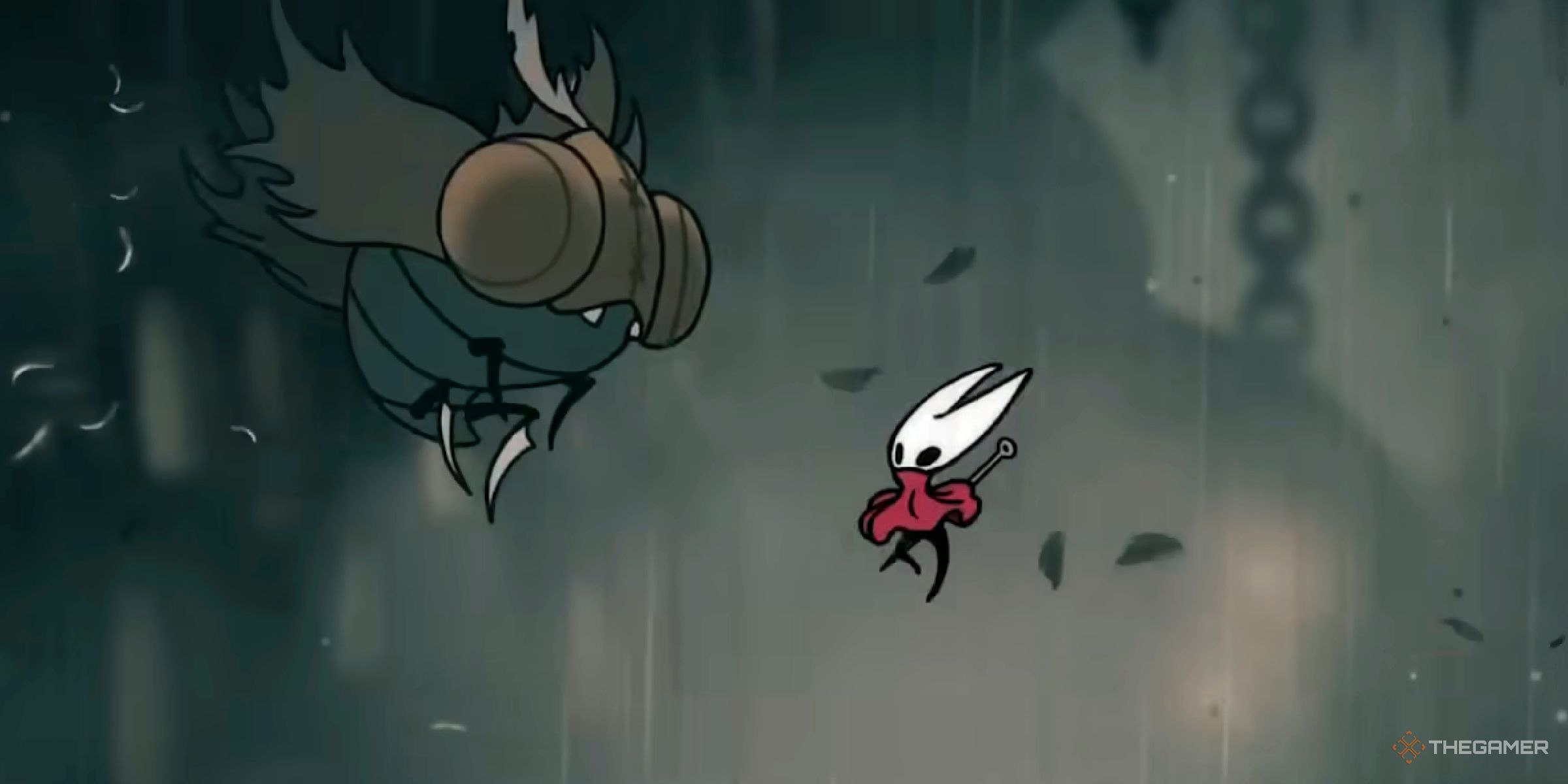 Hornet fighting against Moorwing in Hollow Knight: Silksong.