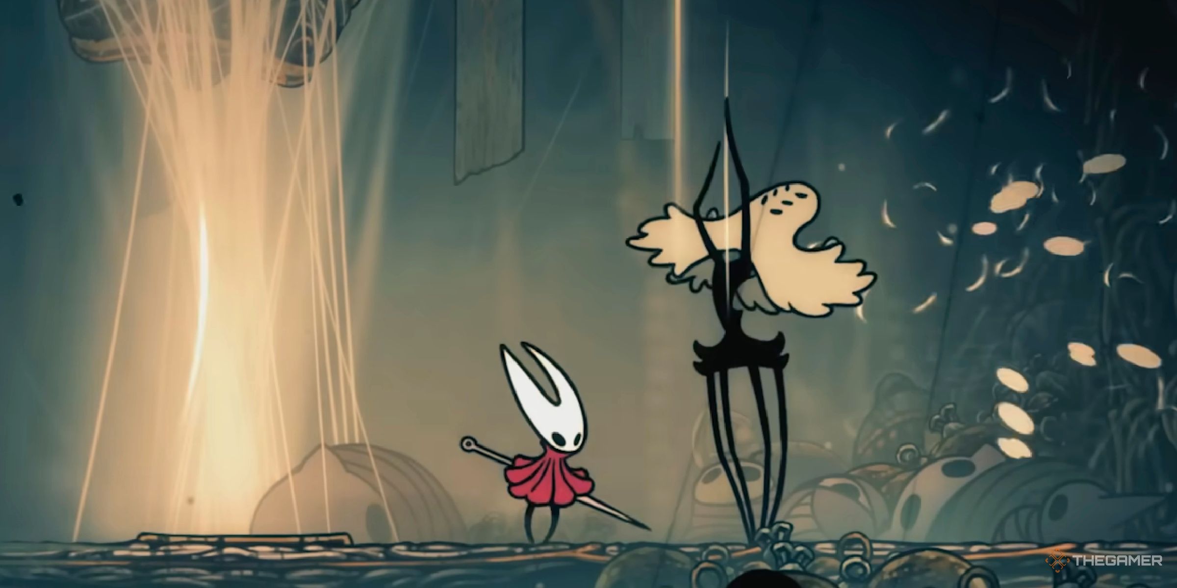 Hornet fighting against Widow in Hollow Knight: Silksong.