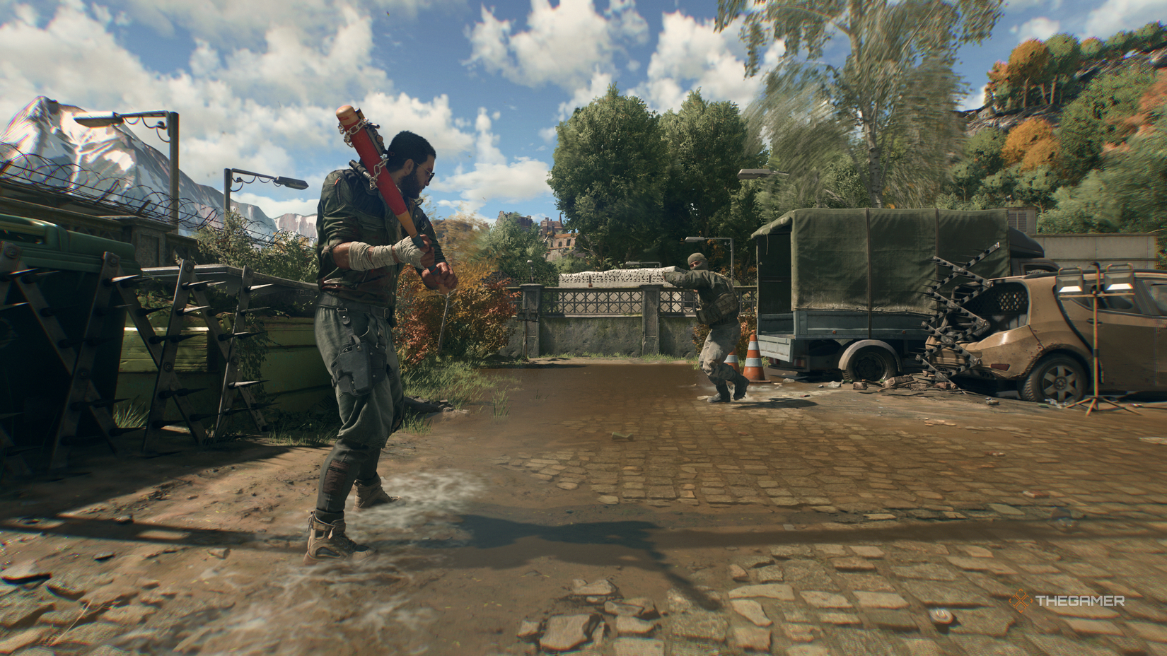 Kyle fights a man in a dying light: Beast.