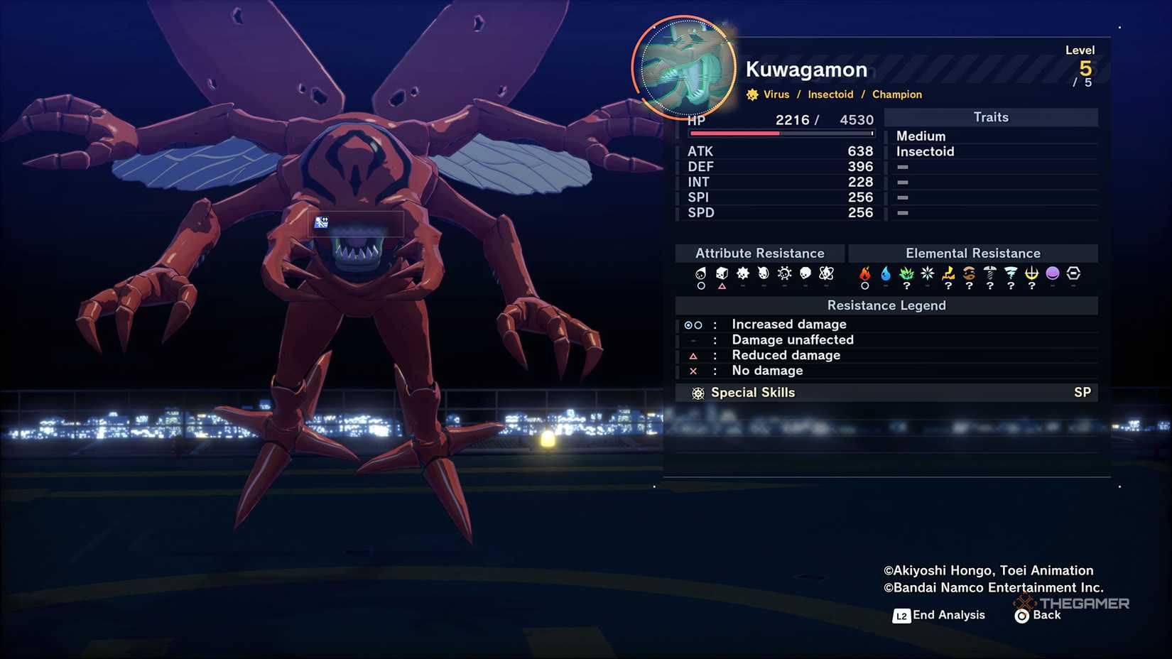 Kuwagamon's stats in Digimon Story Time Stranger.