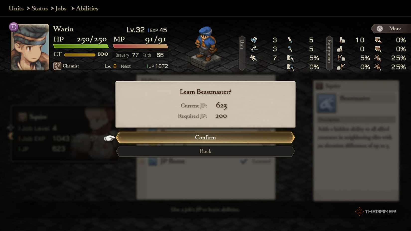 Learn the skill of BeastMaster support in the Final Fantasy Tactics The Ivronicles.