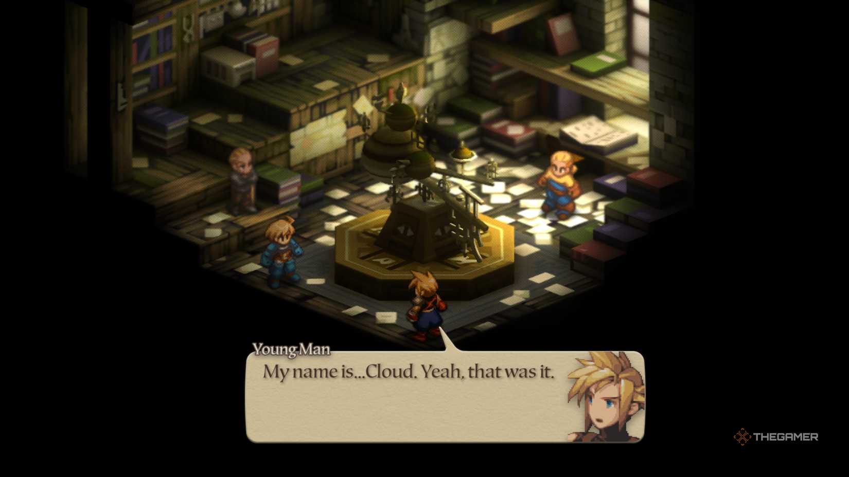 Meeting with cloud with Mustadio in the Tactics Final Fantasy The Ialice Chronicles.