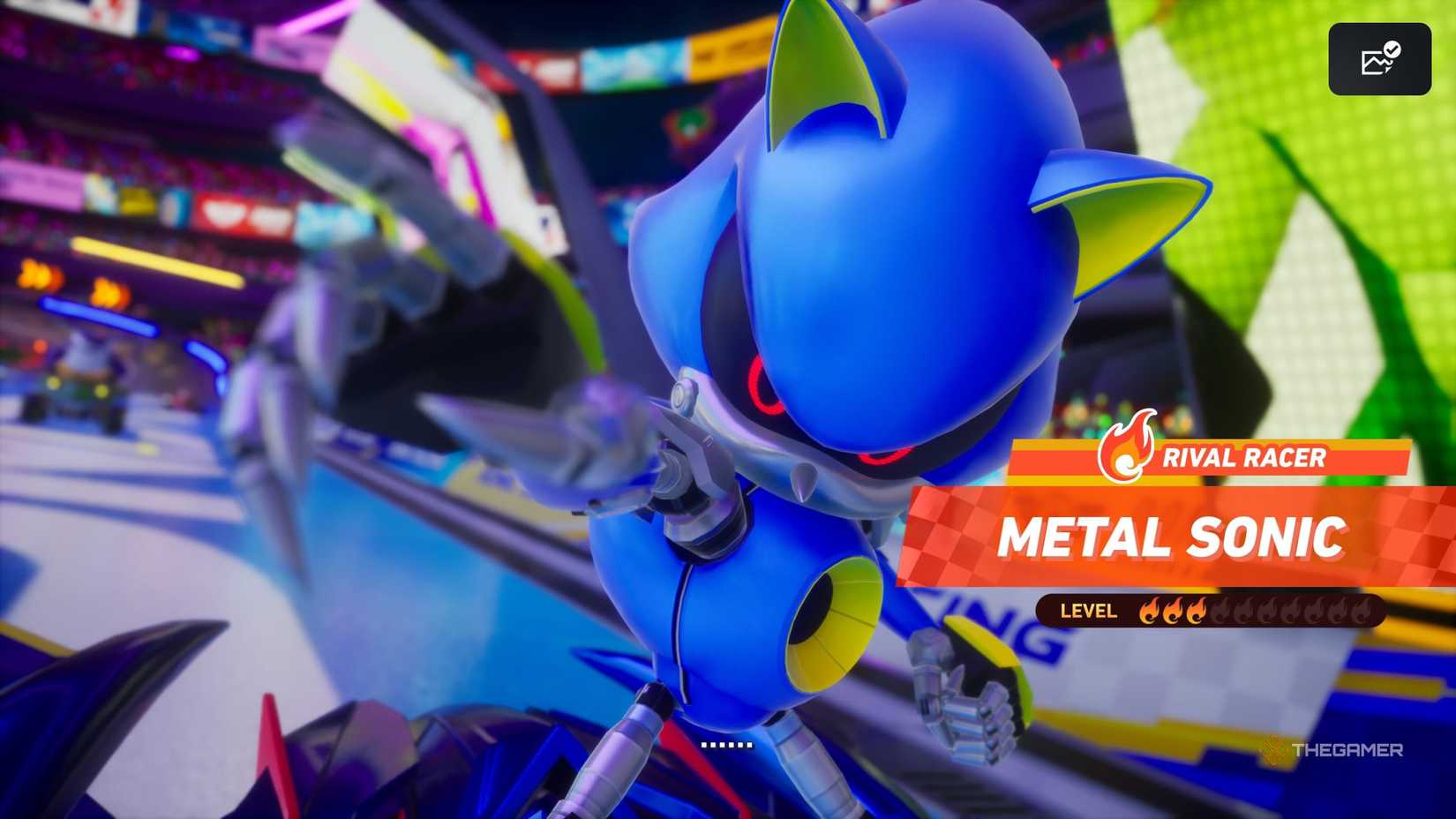 A metal sonic arriving rival from Sonic Racing Crossworlds.