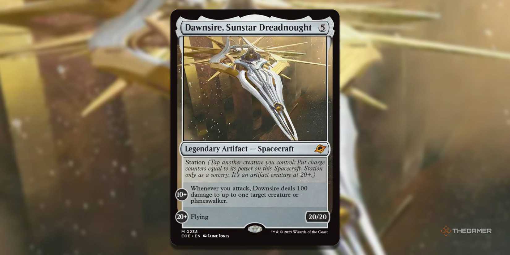 MTG Dawnsire, SunStar Dreadnight card with background art.