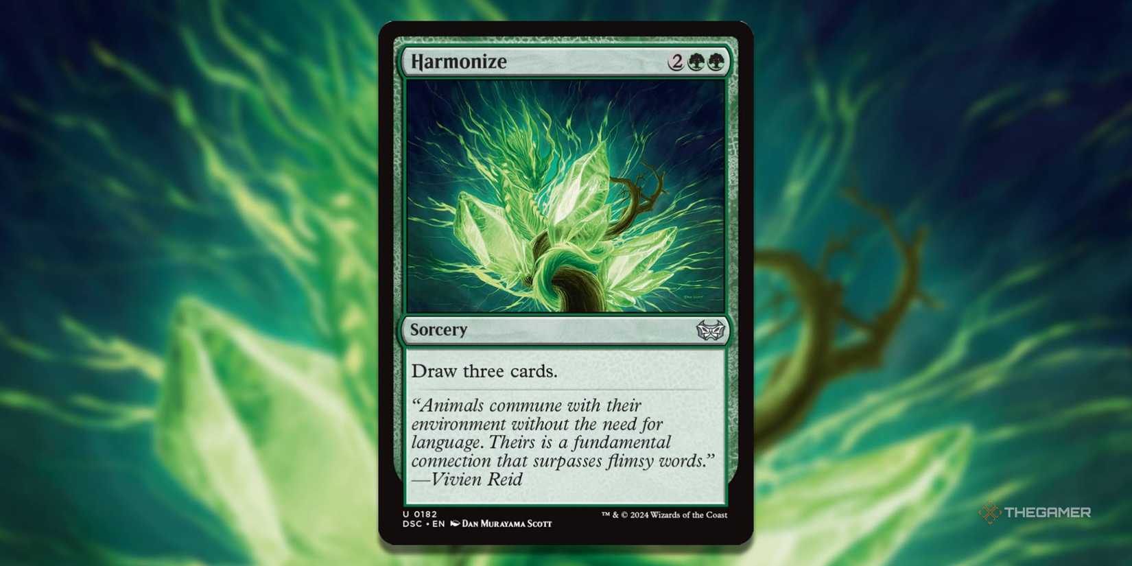 MTG harmonize cards with the art in the background.