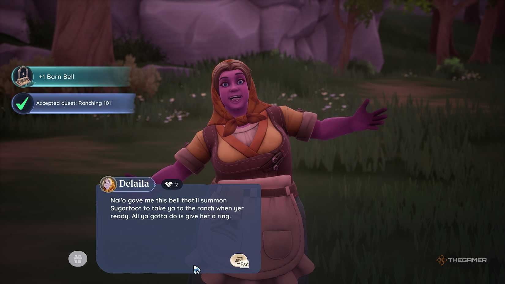 Palia Delilah memberitahumu cara menggunakan Barn Bell untuk mencapai peternakan.