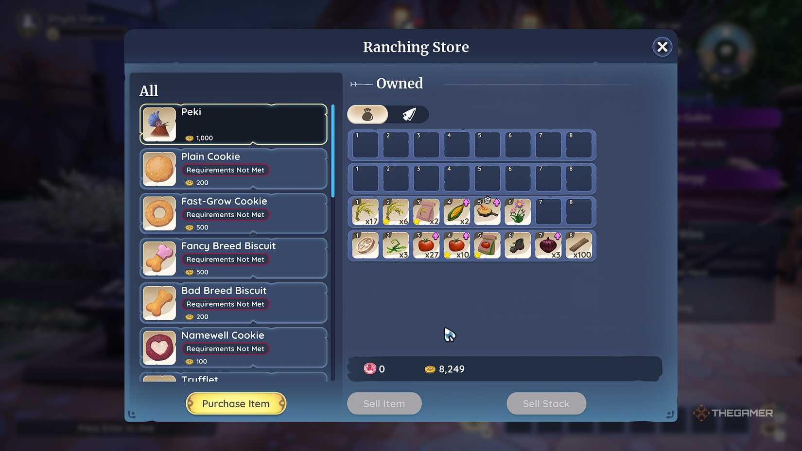 Menu Toko Peternakan Palia.