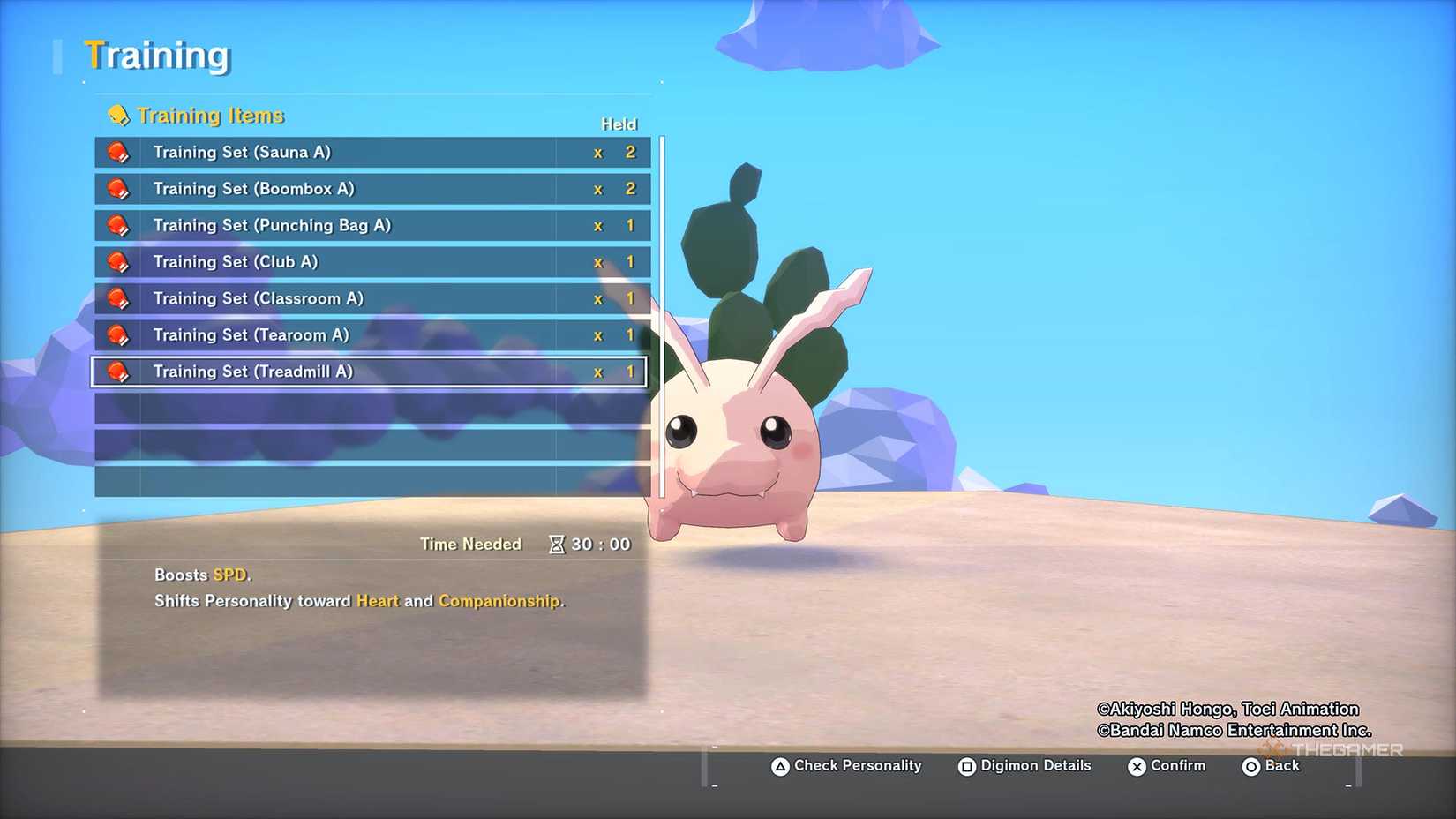 Training statistics and personalities Digimona in Digifarm.