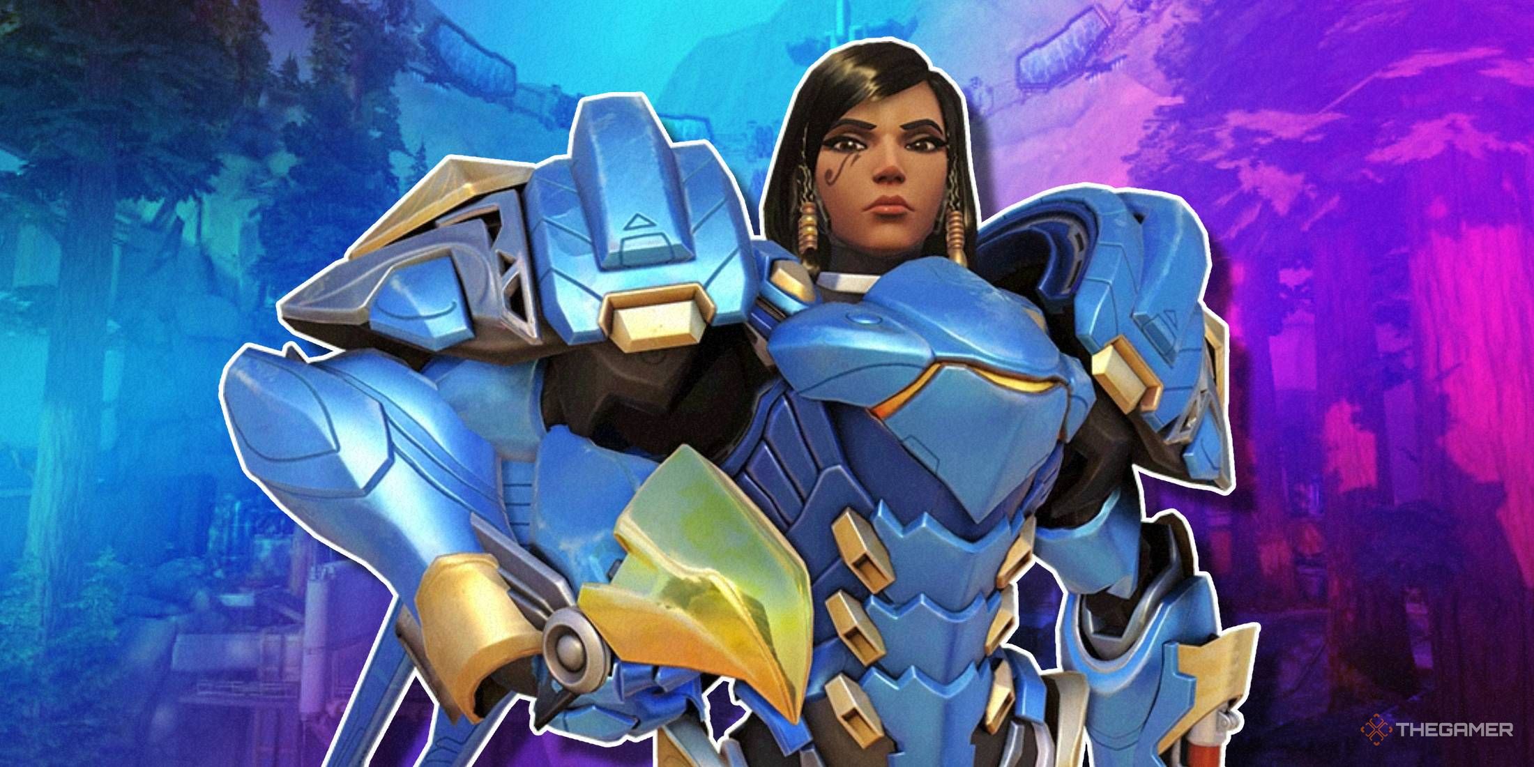 Pharah in a Stadium map in Overwatch 2.