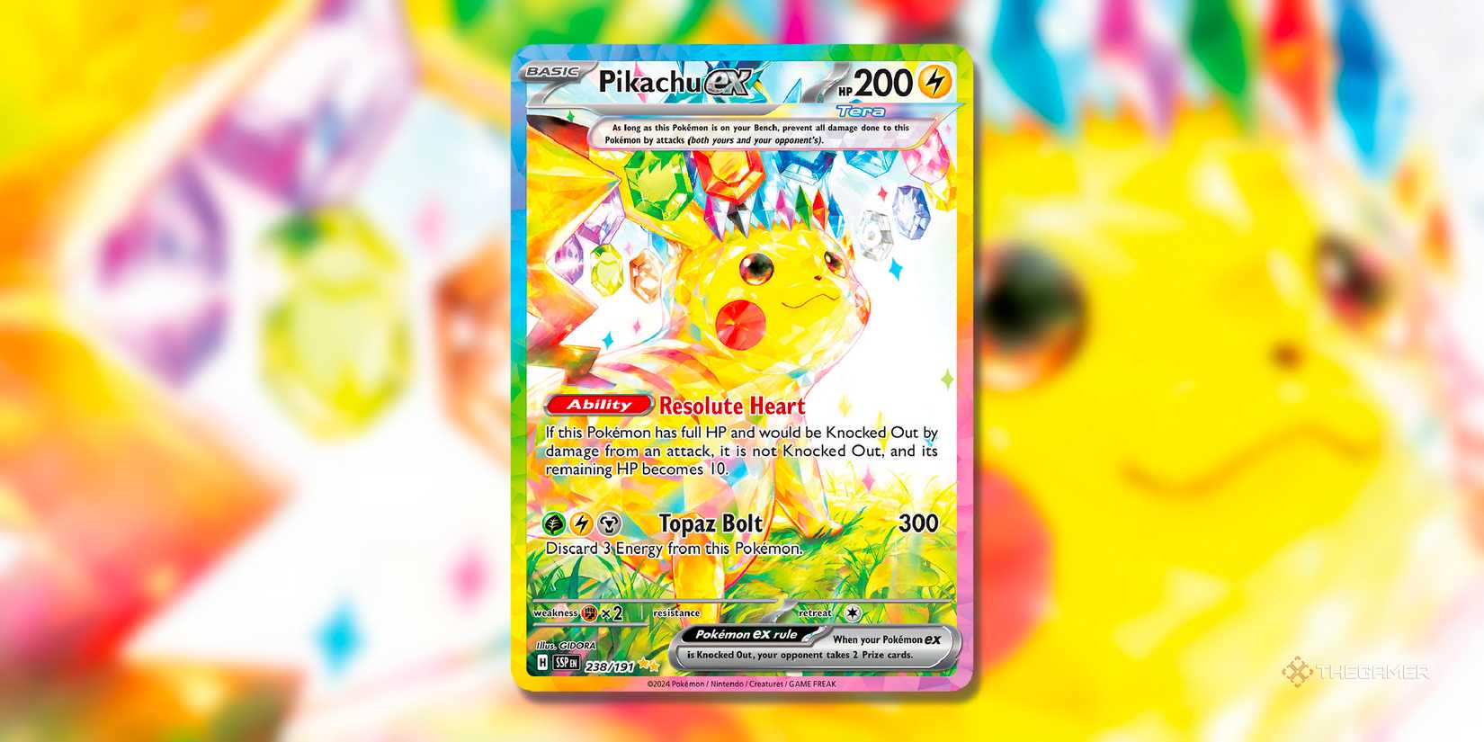 Pikachu Ex (Special Illustration Rare, 238) from the SPARKS OF THE POKEMON TCG.