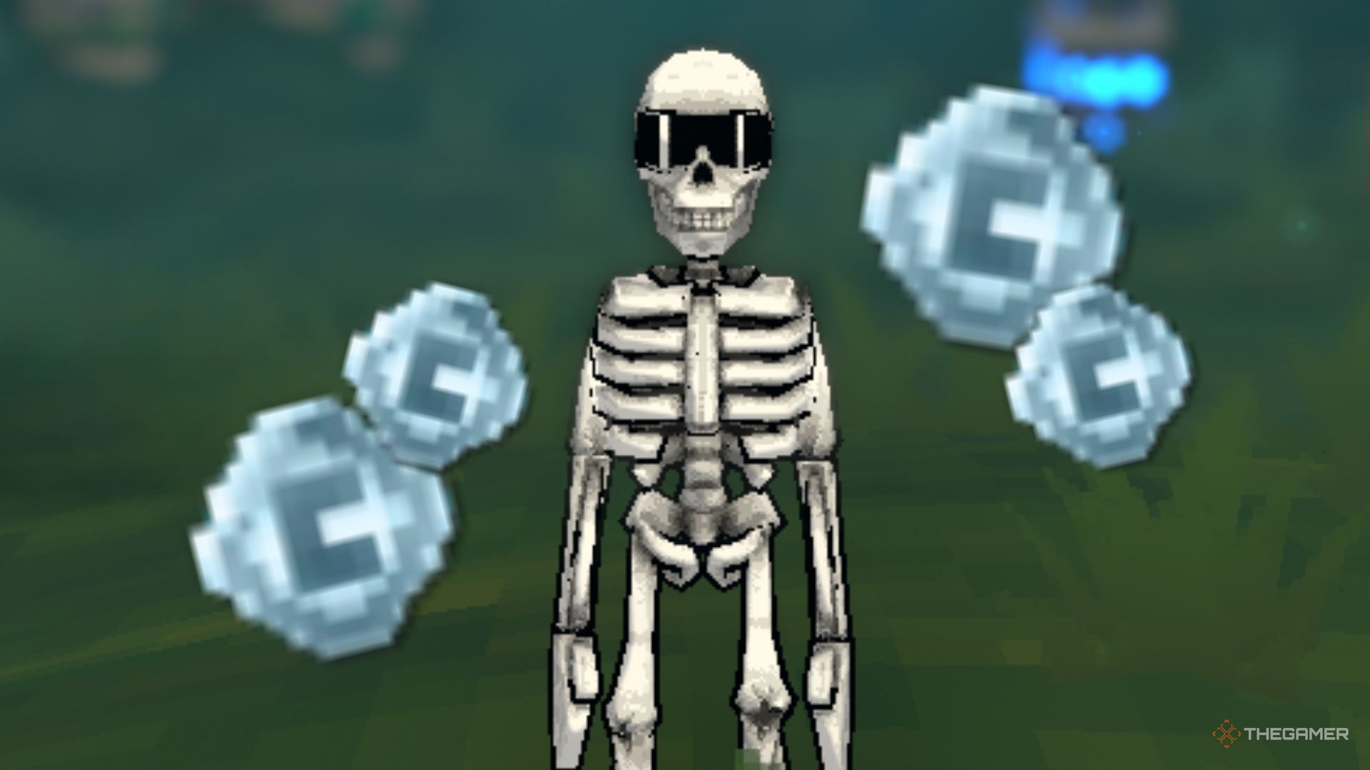Skeleton surrounded by Silver in Megabonk.