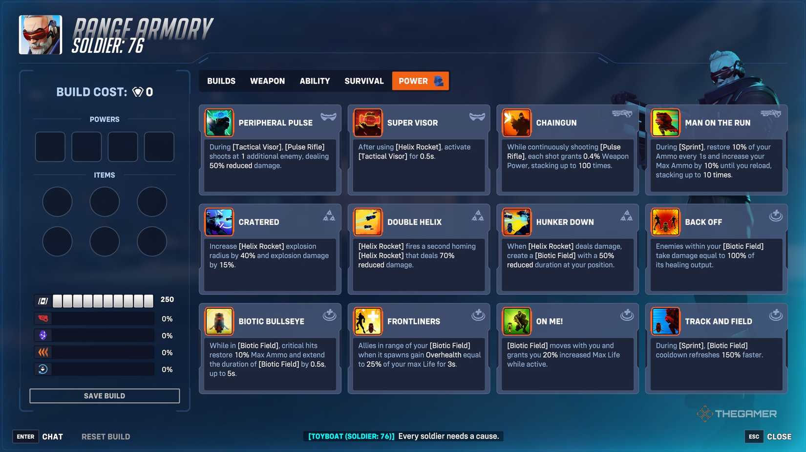 Soldier selected on screen in the Stadium mode in Overwatch 2.