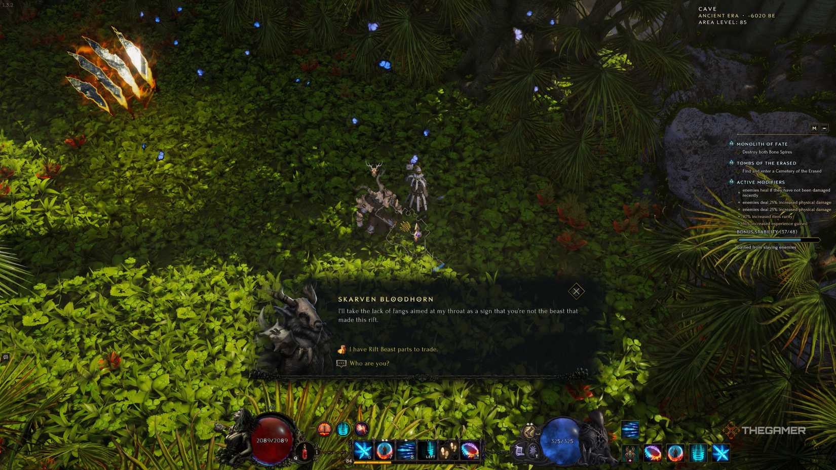 Speaking with Skarven Bloodhorn in a Mysterious Rift.