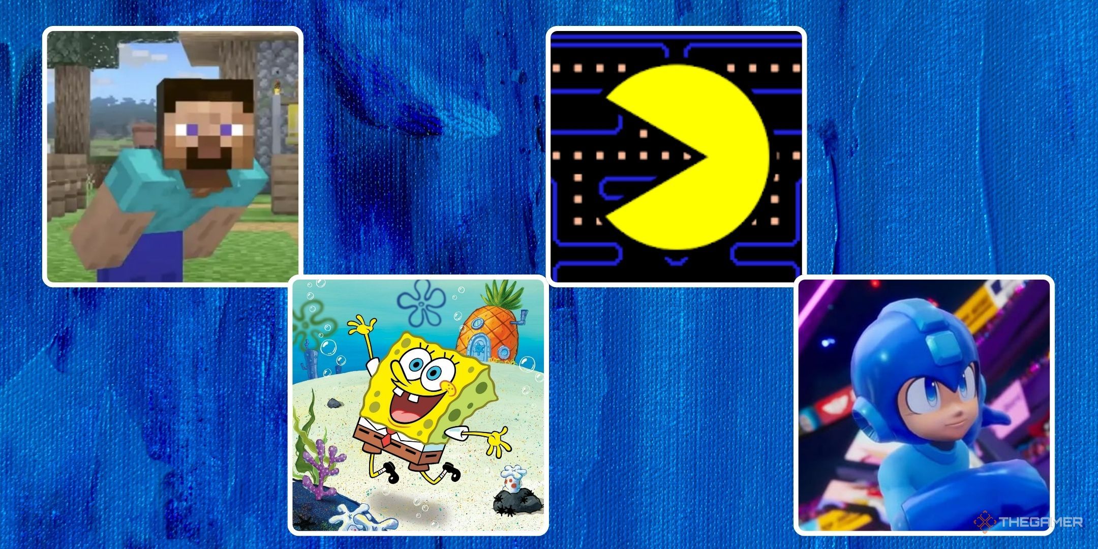 Steve from Minecraft, Spongebob, Pacman, and Mega Man from the road map for Sonic Racing CrossWorlds DLC racers.