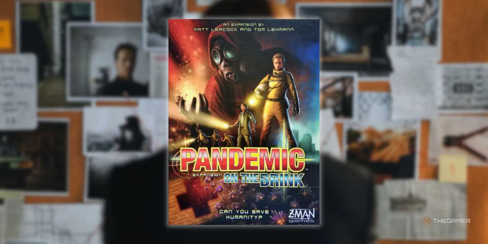 The cover of the pandemic on the verge of a picture of a man looking at a police card of clues for a hidden traitor -board.