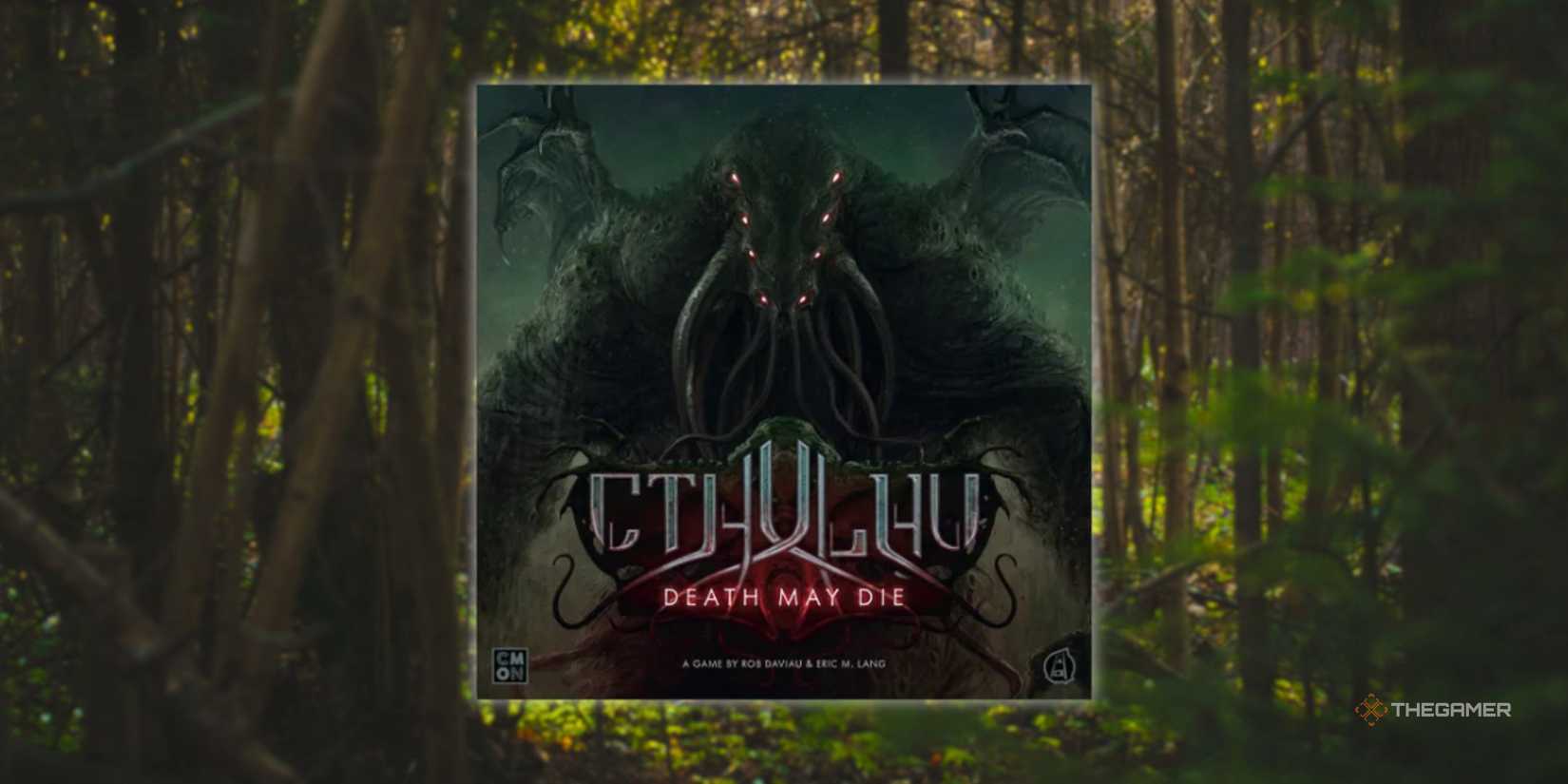 The board of board game will die in front of a terrible forest in the sunset.