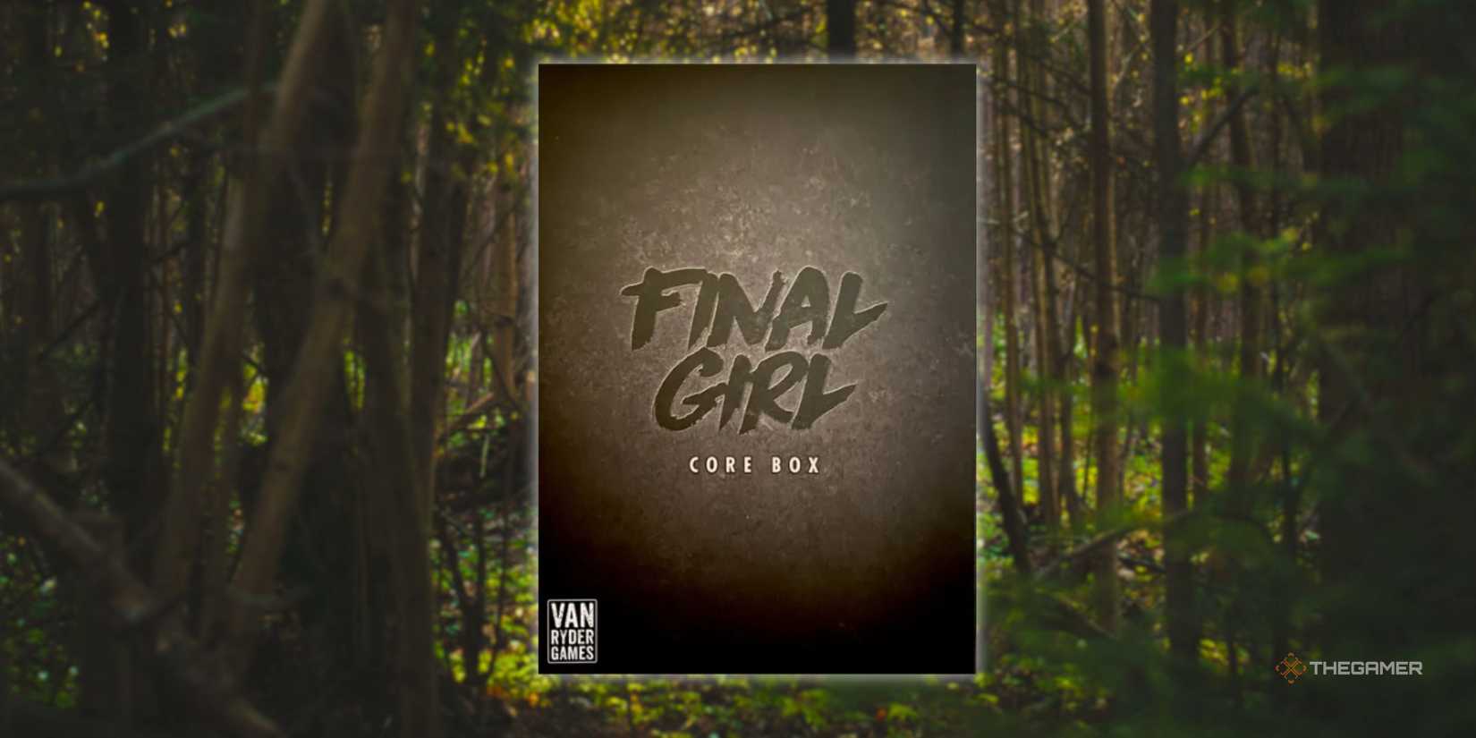 Board Game Grite Greate Gamit in front of a terrible forest in sunset.