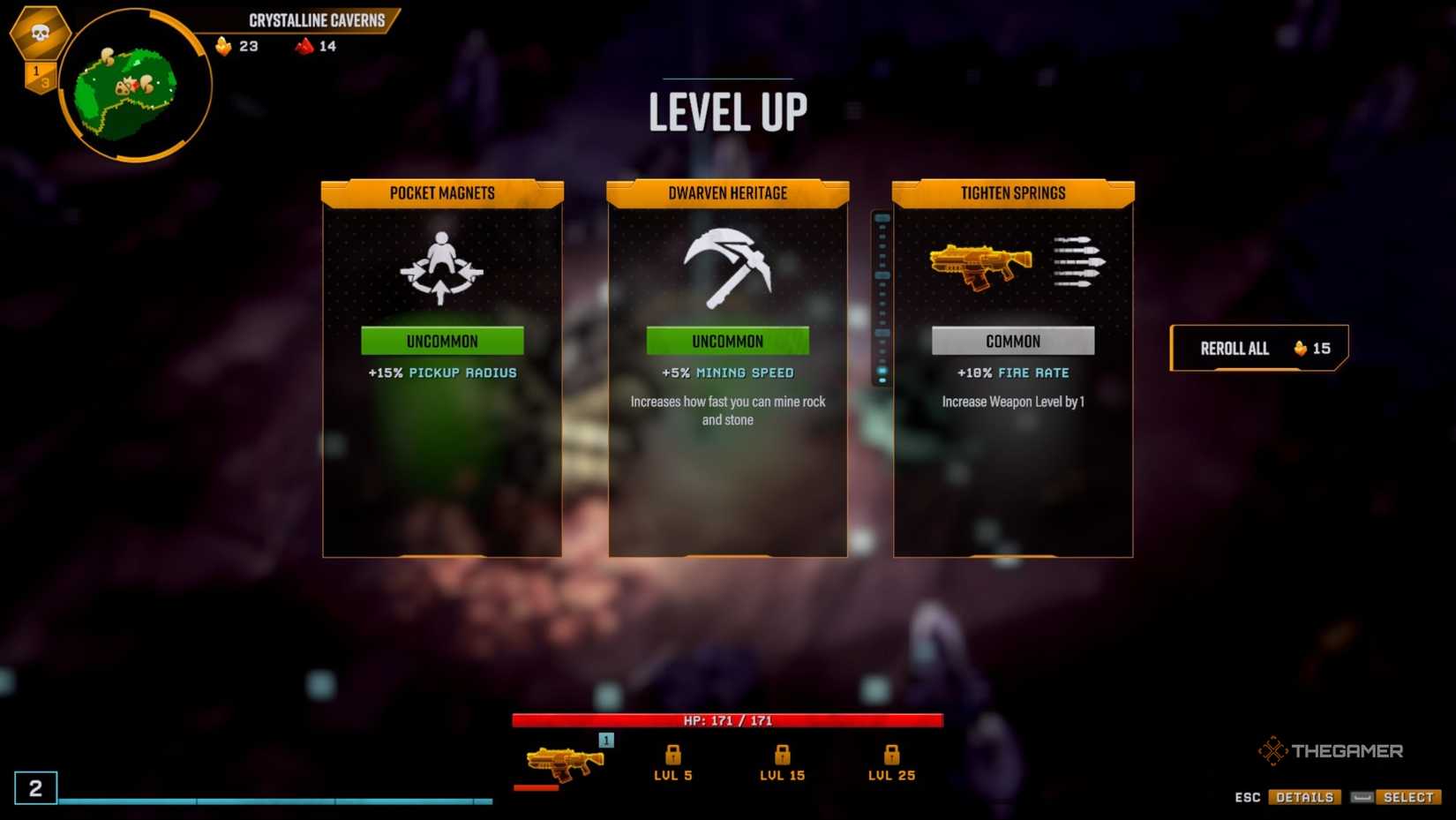 Level up the roller screen in Deep Rock Galactic: Survivor