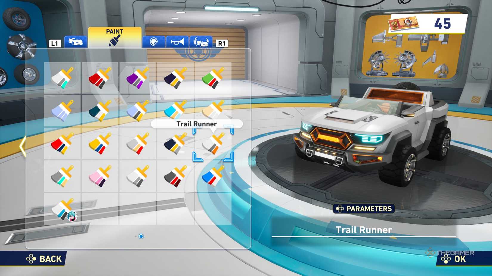 Trail Runner Build in Sonic Racing Crossworlds Customize Machine Shop.