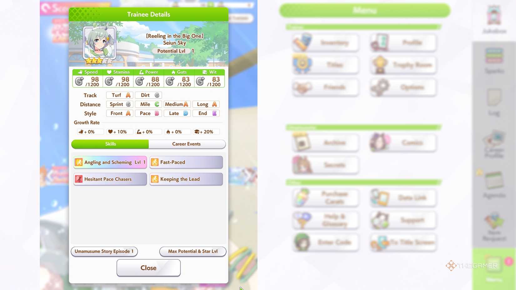 Umamusume Seiun Sky's profile page.