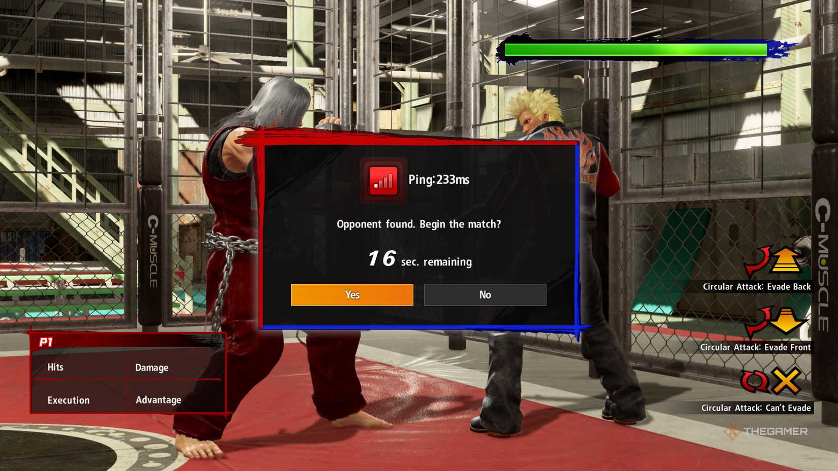 A window showing an opponent found with a high ping in VF 5 revo