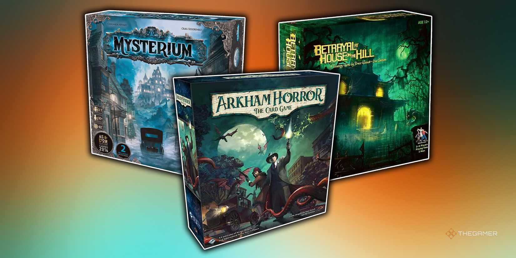 Mysterium, Arkham Horror The Card Game and Betrayal At House On The Hill.