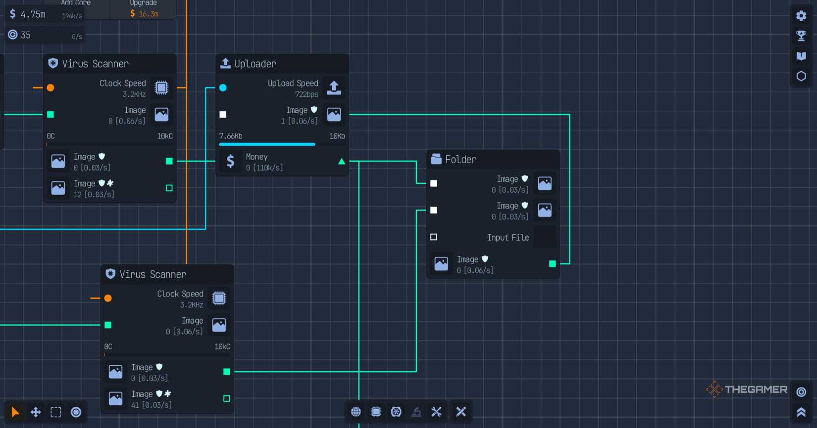 The folder node on the screen of the upload rap.