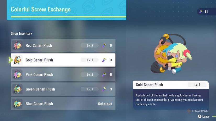 Gold Canari Plush in Pokemon Legends: Z-A.