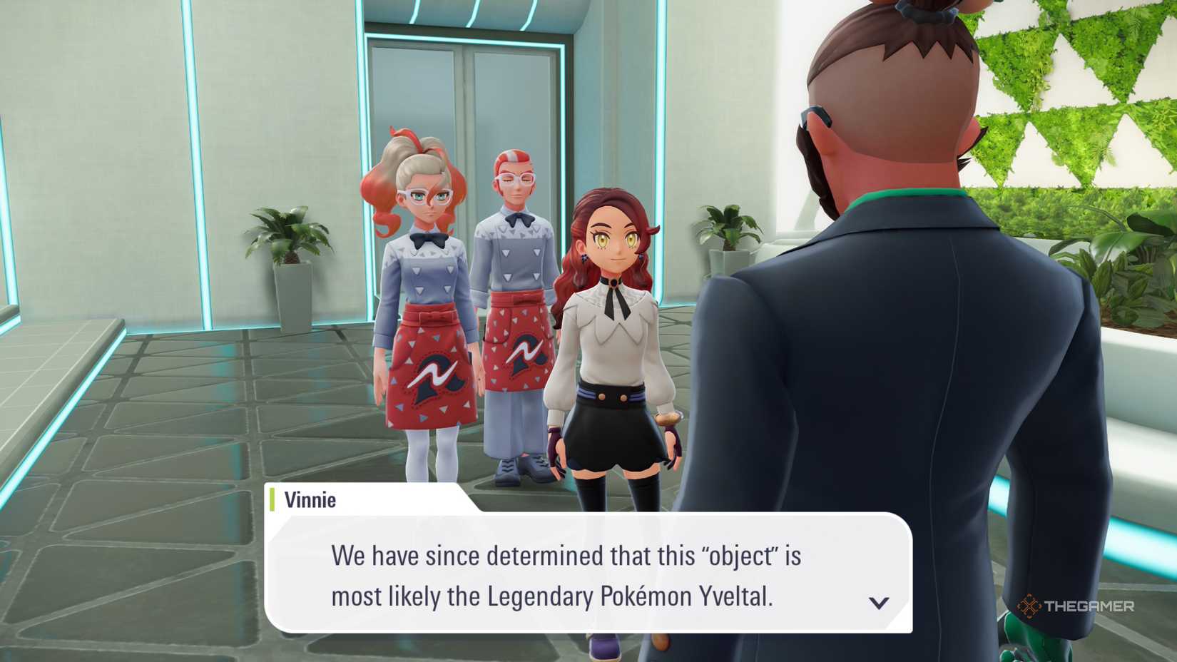 Vinnie tells the player and Team Flare Nouveau that they have identified Yveltal in Pokemon Legends: ZA.