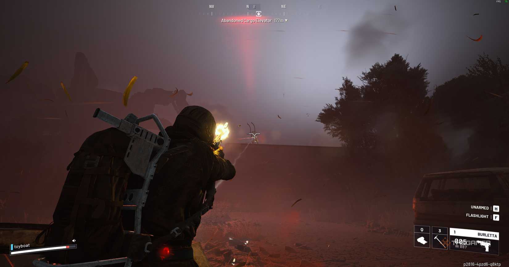 Arc Raiders protagonist shooting at an enemy.