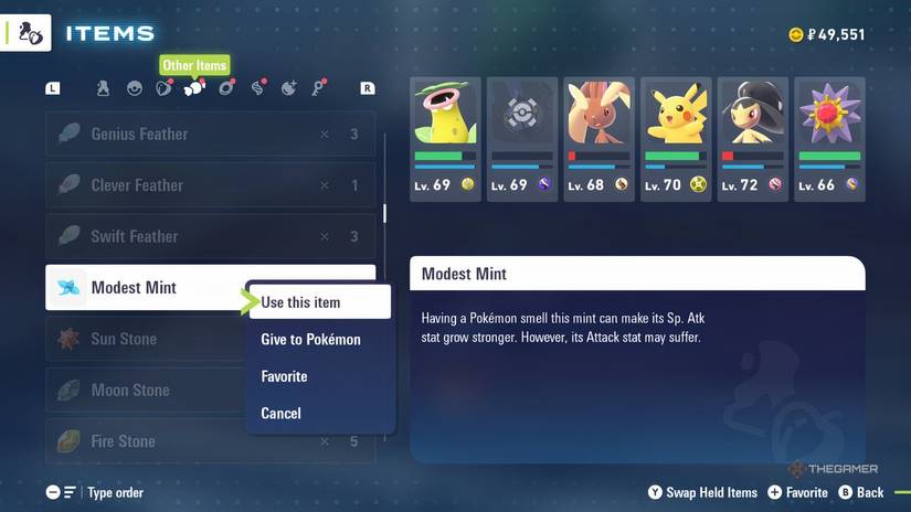 Mint used in Pokemon Legends: ZA.