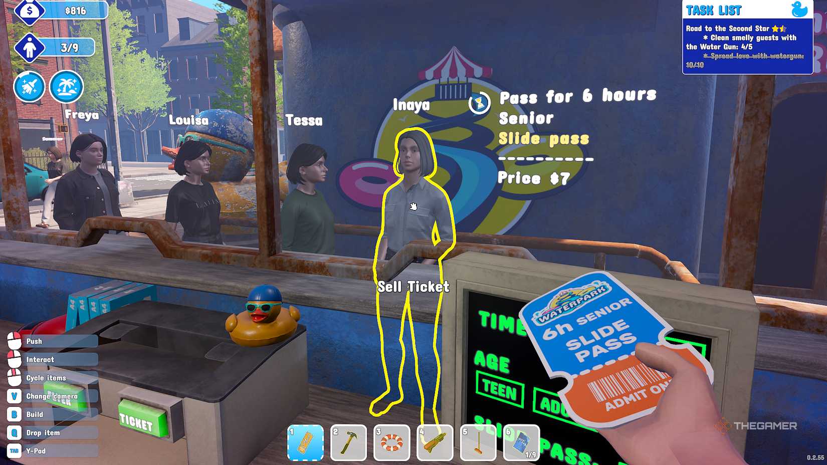 Water Park simulator ticket queue.