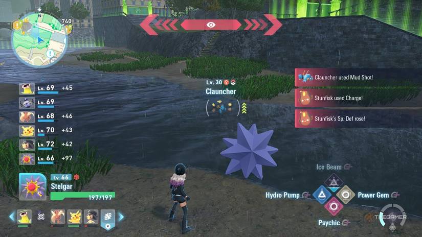 Trainer using Starmy in Pokemon Legends: ZA.