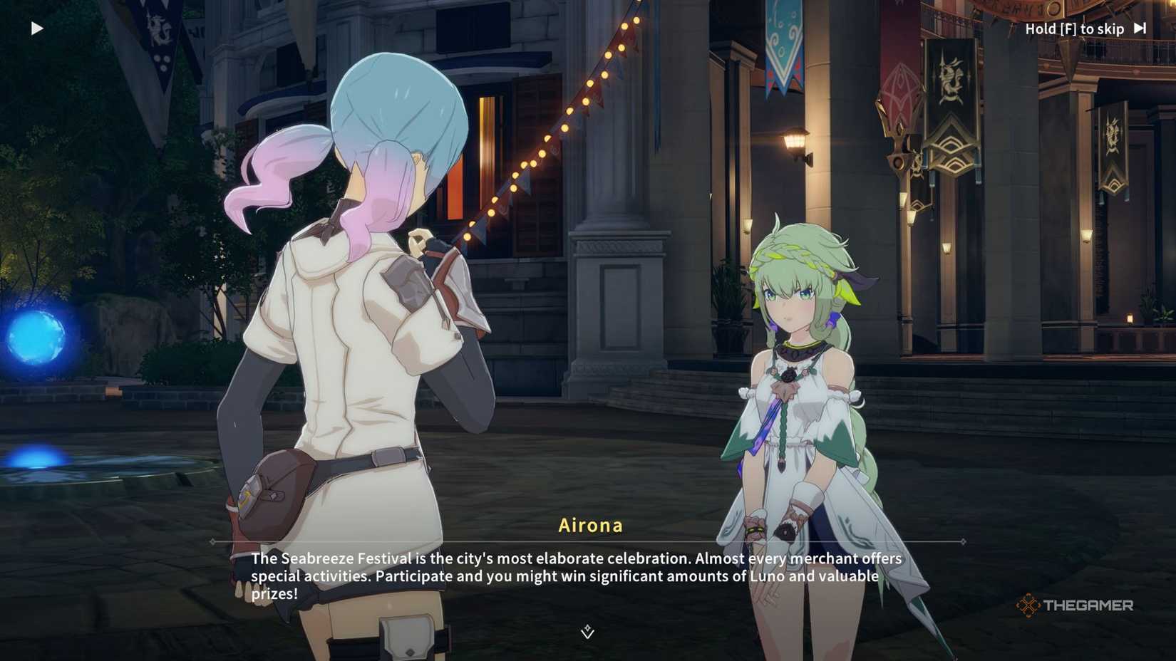 Airona talking about the Seabreeze Festival for earning Luno in Blue Protocol Star Resonance.