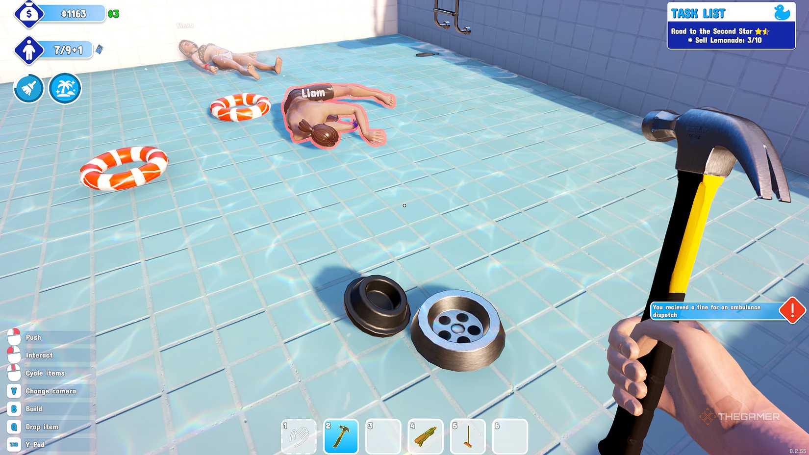 Accident in the drainage pool of the water park simulator.