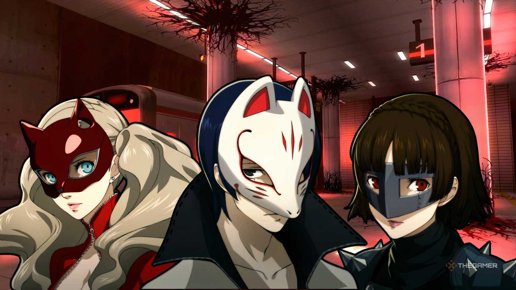 Ann, Yusuke, and Makoto in front of the entrance to Mementos for the Persona 5 Royal Best Team for Each Palace guide.