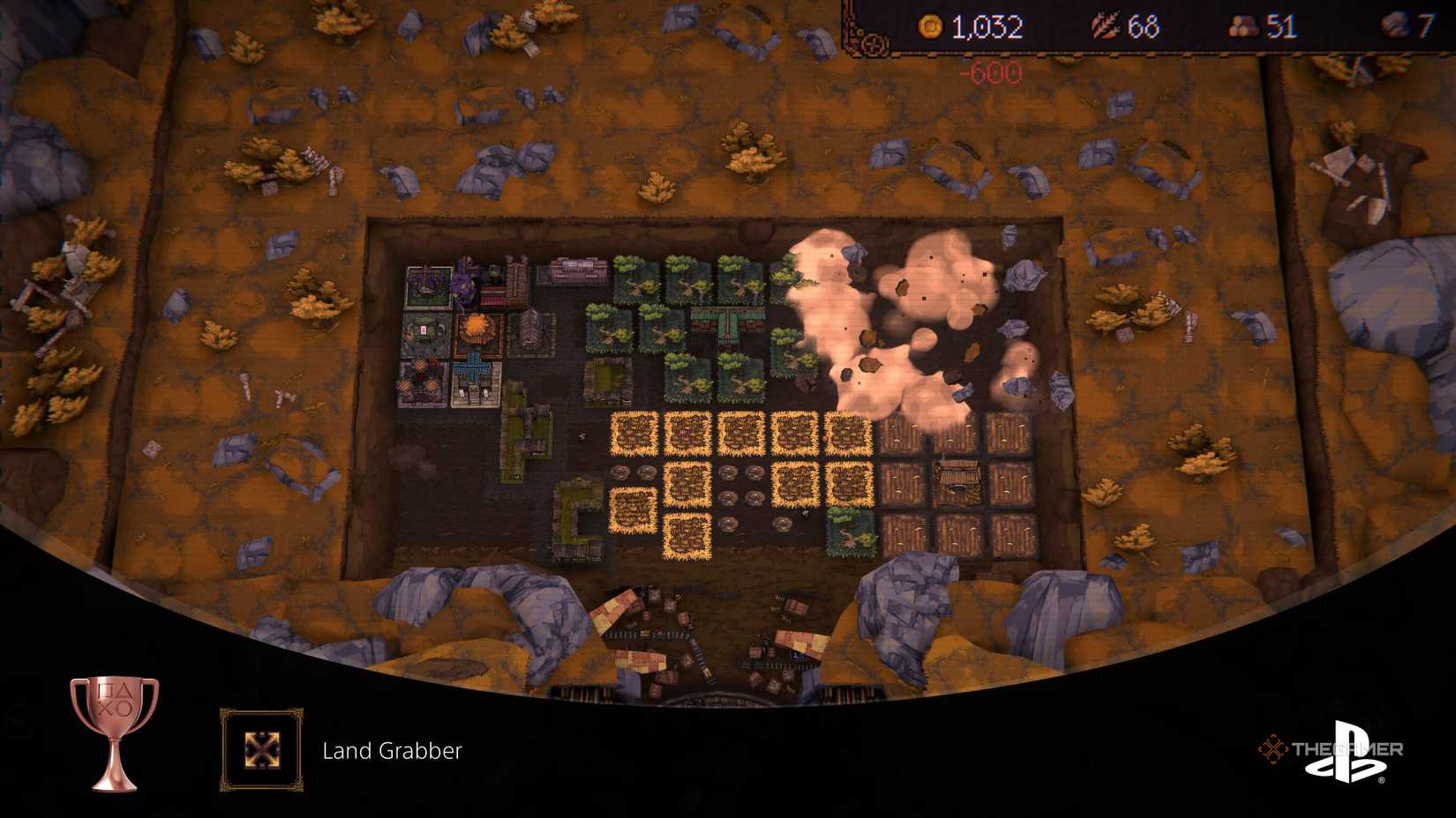 trophy popup "land grabber" After expanding the land in Ball x Pit.