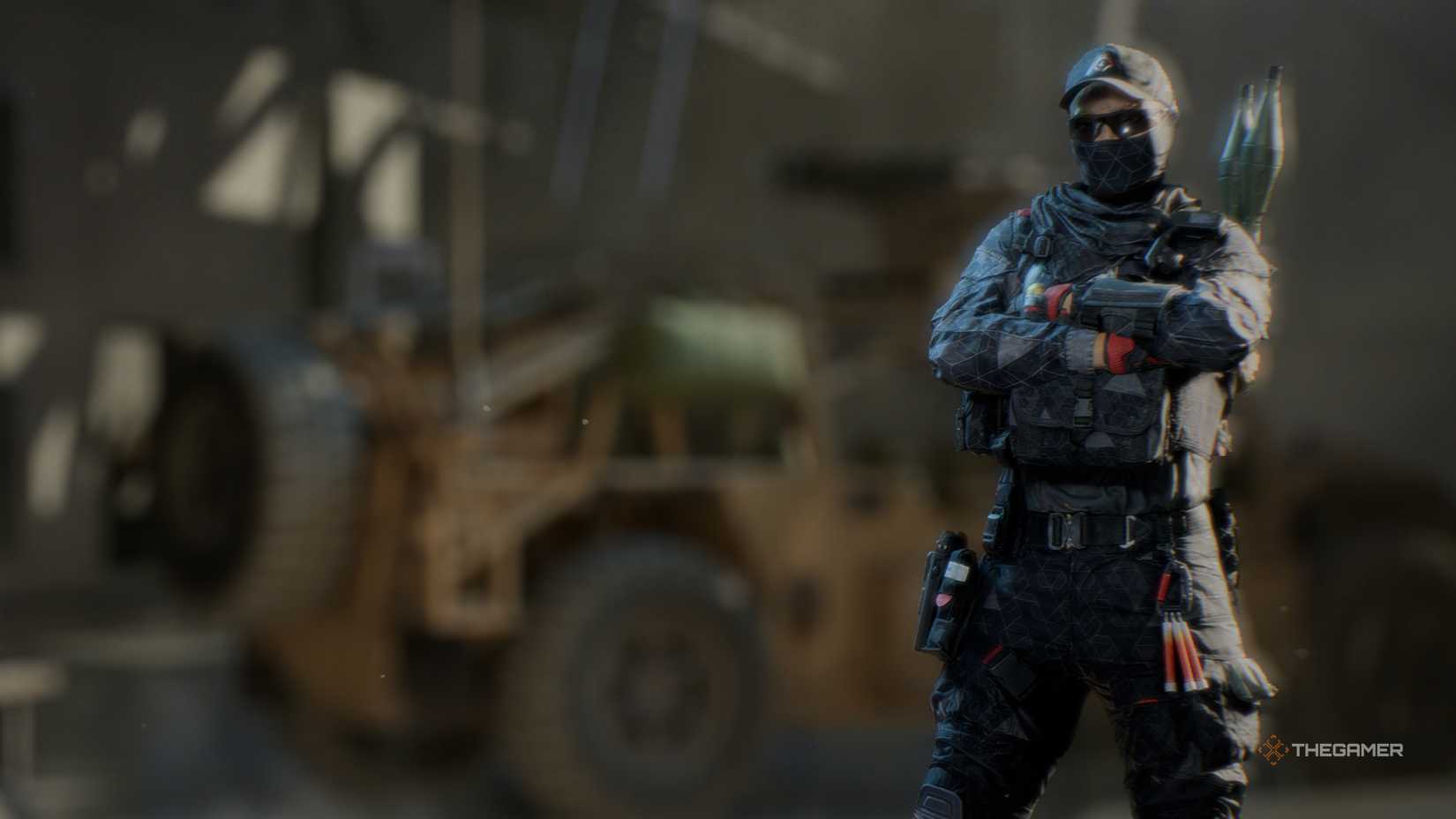 Battlefield 6 engineer standing with his soldiers crossed.