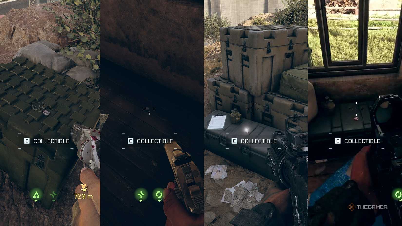 The warfare 4 four dog tags side-side side.