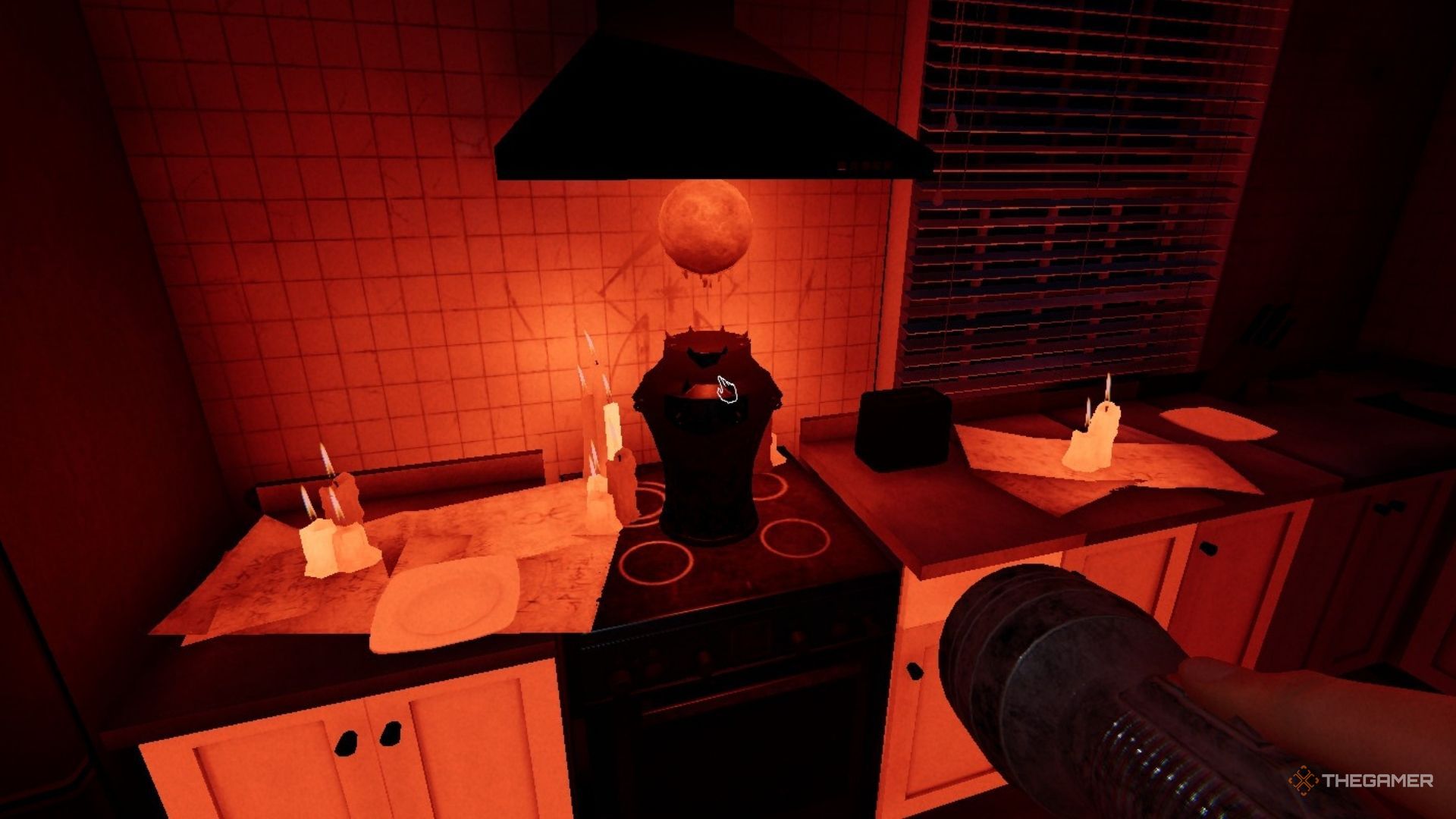 Blood Moon Pillar on the stove in Phasmophobia.