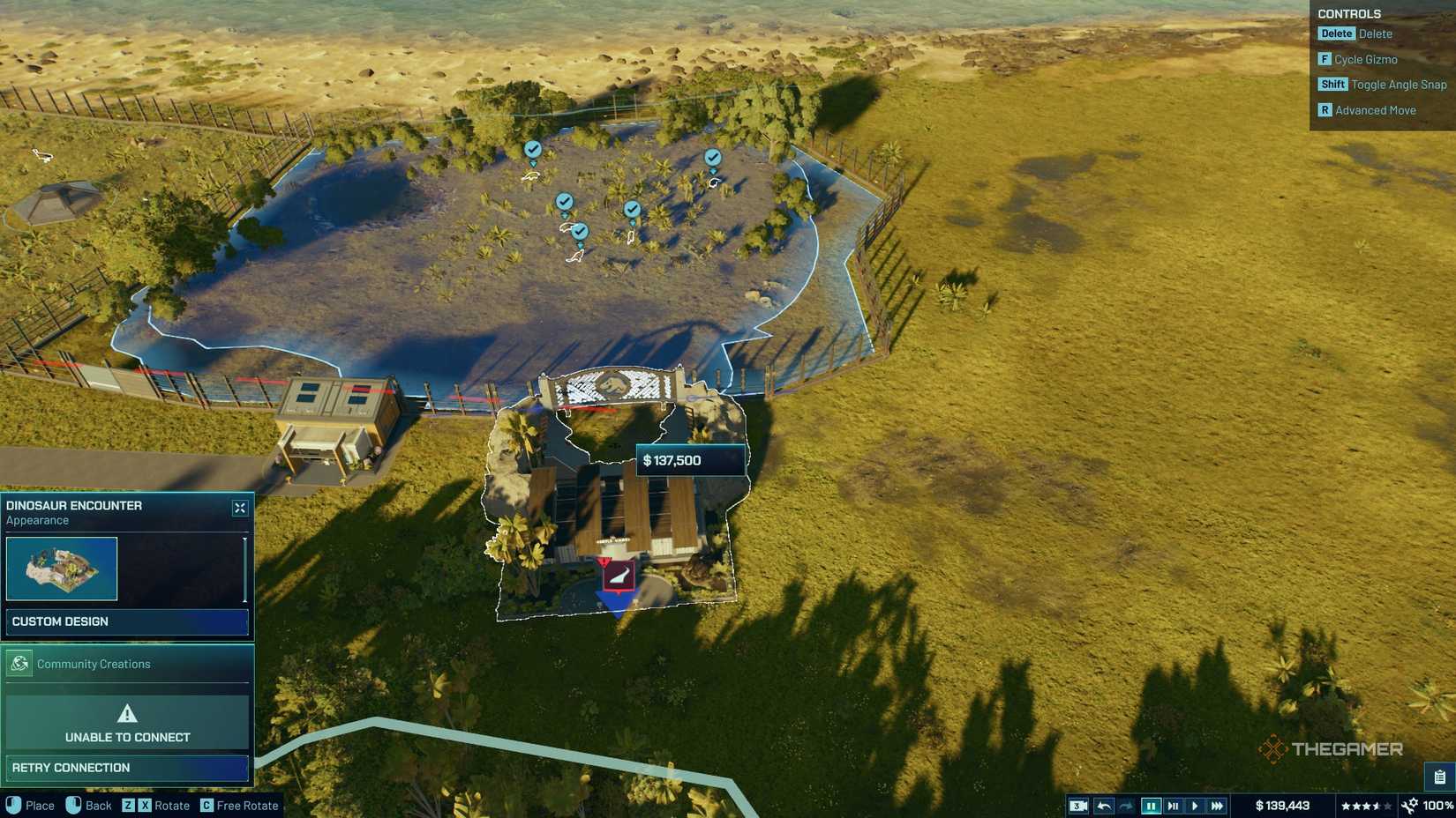 Dinosaur encounter attraction Jurassic World Evolution 3.