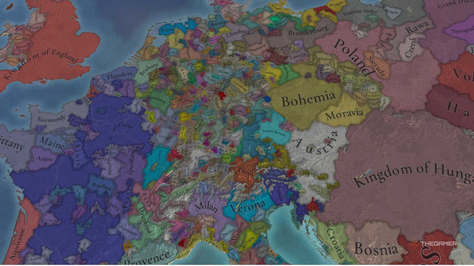 Europe during the country selection screen in Europa Universalis 5.